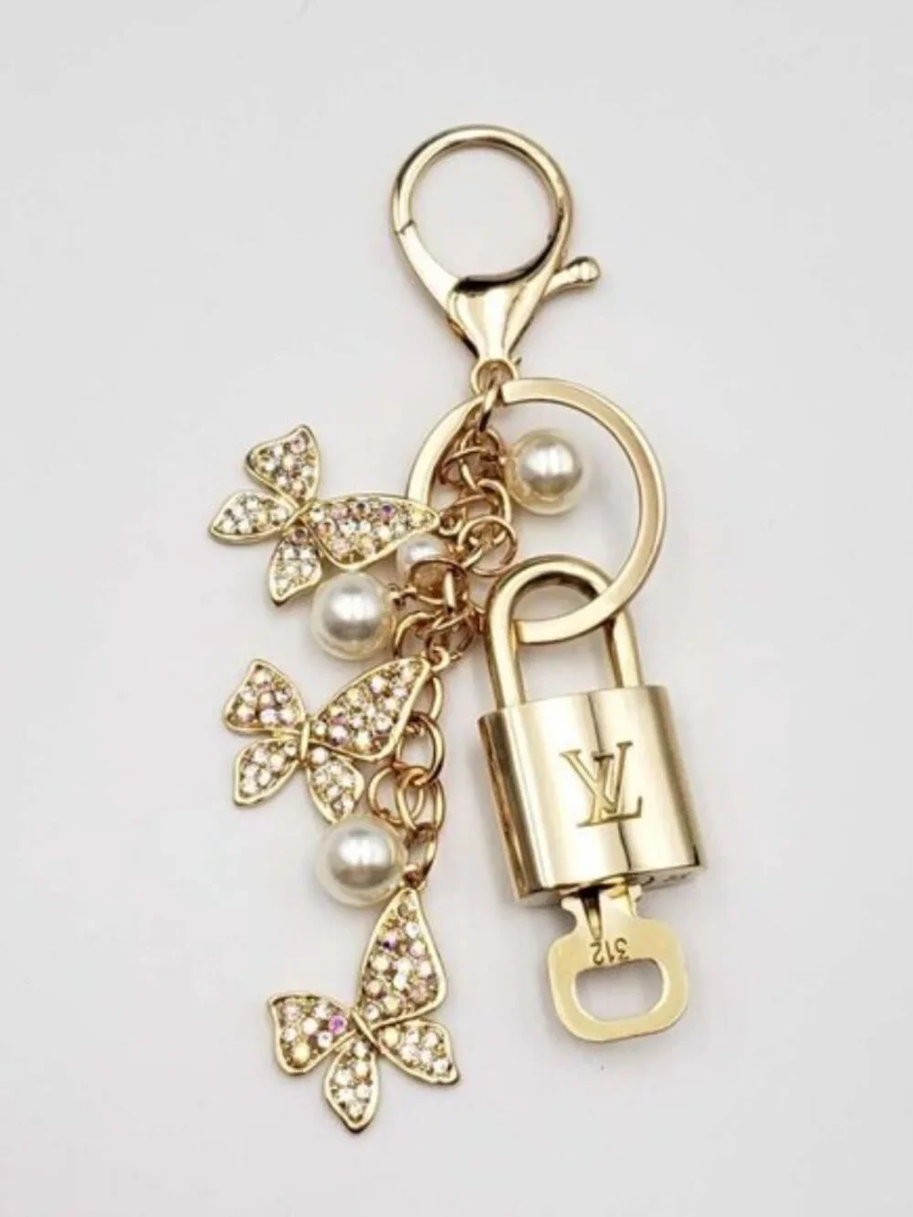 Authentic Louis Vuitton Gold Padlock & Key 🔒 LV Bag Charm Unbranded Keychain